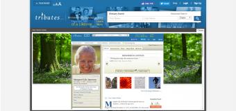 Schermata del sito Web Tributes